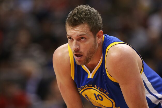 Mar 2, 2014; Toronto, Ontario, CAN; Golden State Warriors forward David Lee (10) looks on against the Toronto Raptors at Air Canada Centre. The Raptors beat the Warriors 104-98. Mandatory Credit: Tom Szczerbowski-USA TODAY Sports