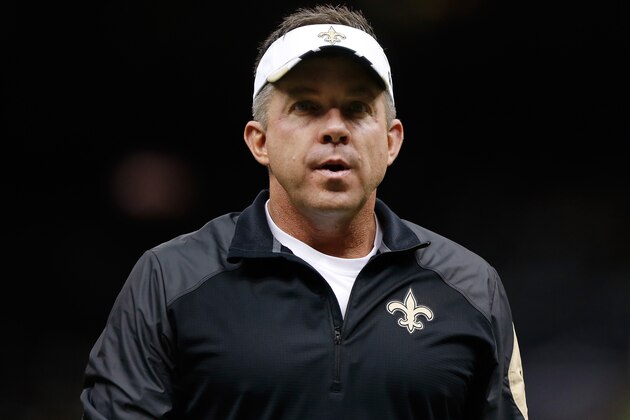 NEW ORLEANS, LA - DECEMBER 07:  Head coach Sean Payton of the New Orleans Saints makes his way on the field before the start of the game against the Carolina Panthers  at Mercedes-Benz Superdome on December 7, 2014 in New Orleans, Louisiana.  (Photo by Sean Gardner/Getty Images)