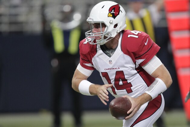 Arizona Cardinals quarterback Ryan Lindley looks to hand off against the St. Louis Rams during the second half of an NFL football game Thursday, Dec. 11, 2014 in St. Louis. (AP Photo/Tom Gannam)