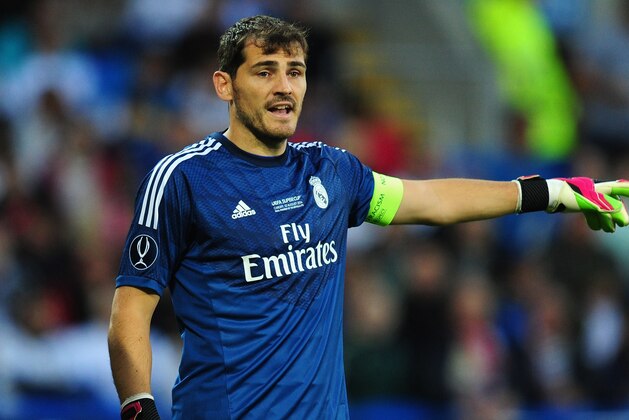 CARDIFF, WALES - AUGUST 12:  Real Madrid player Iker Casillas in action during the UEFA Super Cup match between Real Madrid and Sevilla FC  at Cardiff City Stadium on August 12, 2014 in Cardiff, Wales.  (Photo by Stu Forster/Getty Images)