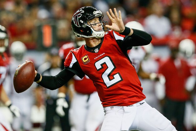 ATLANTA, GA - NOVEMBER 30: Matt Ryan #2 of the Atlanta Falcons drops back to pass during the second half against the Arizona Cardinals at the Georgia Dome on November 30, 2014 in Atlanta, Georgia.  (Photo by Kevin C. Cox/Getty Images)