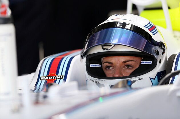 HOCKENHEIM, GERMANY - JULY 18:  Development driver Susie Wolff of Great Britain and Williams sits in her car in the garage during practice ahead of the German Grand Prix at Hockenheimring on July 18, 2014 in Hockenheim, Germany.  (Photo by Mark Thompson/Getty Images)