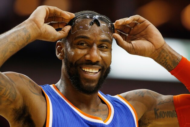HOUSTON, TX - NOVEMBER 24:  Amar'e Stoudemire #1 of the New York Knicks walks across the court during their game against the Houston Rockets at the Toyota Center on November 24, 2014 in Houston, Texas.  NOTE TO USER: User expressly acknowledges and agrees that, by downloading and/or using this photograph, user is consenting to the terms and conditions of the Getty Images License Agreement.  (Photo by Scott Halleran/Getty Images)