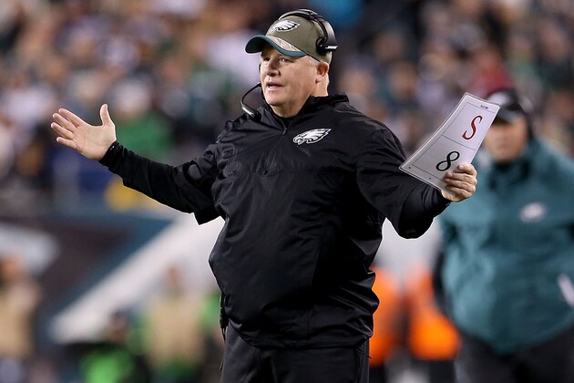 PHILADELPHIA, PA - DECEMBER 14:  Chip Kelly head coach of the Philadelphia Eagles looks on during the game against the Dallas Cowboys at Lincoln Financial Field on December 14, 2014 in Philadelphia, Pennsylvania.  (Photo by Mitchell Leff/Getty Images)