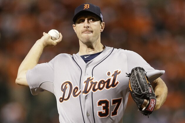 Detroit Tigers starting pitcher Max Scherzer (37) throws in the fourth inning against the Baltimore Orioles during Game 1 of baseball's AL Division Series in Baltimore, Thursday, Oct. 2, 2014. (AP Photo/Patrick Semansky) Detroit Tigers starting pitcher Max Scherzer (37) throws in the fourth inning against the Baltimore Orioles during Game 1 of baseball's AL Division Series in Baltimore, Thursday, Oct. 2, 2014. (AP Photo/Patrick Semansky)