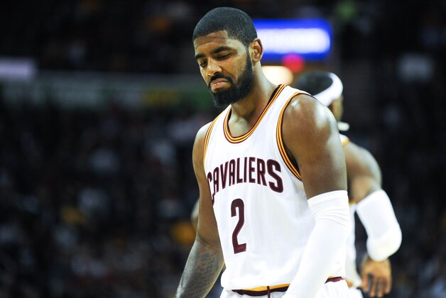 Nov 10, 2014; Cleveland, OH, USA; Cleveland Cavaliers guard Kyrie Irving (2) at Quicken Loans Arena. The Cavaliers beat the Pelicans 118-111. Mandatory Credit: Ken Blaze-USA TODAY Sports