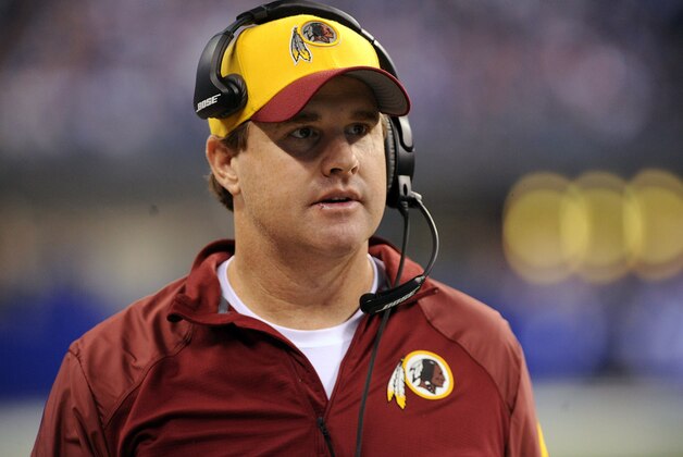 Nov 30, 2014; Indianapolis, IN, USA; Washington Redskins head coach Jay Gruden during the second half of their game against the Indianapolis Colts at Lucas Oil Stadium. The Colts won, 49-27. Mandatory Credit: Thomas J. Russo-USA TODAY Sports
