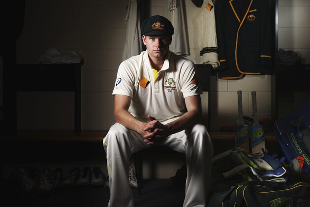 BRISBANE, AUSTRALIA - DECEMBER 16:  Australian Test captain Steve Smith poses with his captain's blazer during a portrait session at The Gabba on December 16, 2014 in Brisbane, Australia. Smith will tomorrow become Australia's 45th Test captain when he leads out his side against India.  (Photo by Ryan Pierse/Getty Images)