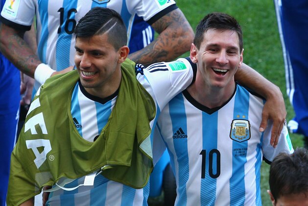BELO HORIZONTE, BRAZIL - JUNE 21:  Sergio Aguero (L) and Lionel Messi of Argentina react while walking off the field after defeating Iran 1-0 during the 2014 FIFA World Cup Brazil Group F match between Argentina and Iran at Estadio Mineirao on June 21, 2014 in Belo Horizonte, Brazil.  (Photo by Ian Walton/Getty Images)