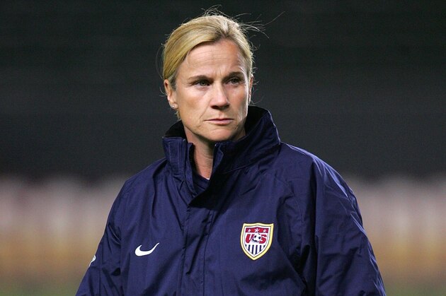 CARSON, CA - DECEMBER 13:  Assistant Coach Jillian Ellis of the USA looks on as the USWNT warm up prior to their international friendly match against China at The Home Depot Center on December 13, 2008 in Carson, California. The USA defeated China 1-0.  (Photo by Victor Decolongon/Getty Images)