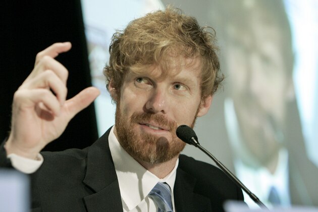 Los Angeles Galaxy general manager Alexi Lalas talks about the impact David Beckham has had on his team at the Honda Soccer Symposium in Los Angeles Thursday, Oct. 4, 2007. (AP Photo/Reed Saxon)