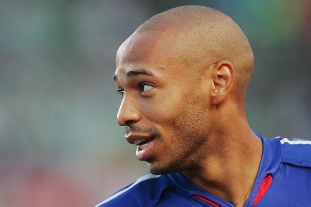 DUBLIN, IRELAND-SEPTEMBER 7:  A portrait of Thierry Henry of France prior to the FIFA World Cup 2006 Qualifying Match between Ireland and France at Lansdowne Road on September 7, 2005 in Dublin, Ireland (Photo by Stu Forster/Getty Images)