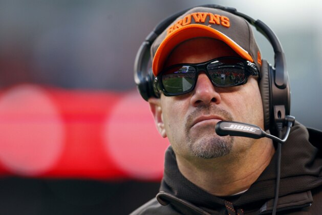 Cleveland Browns head coach Mike Pettine watches his team play the Indianapolis Colts during an NFL football game on Sunday, Dec. 7, 2014, in Cleveland. The Colts won 25-24. (Jeff Haynes/AP Images for Panini)