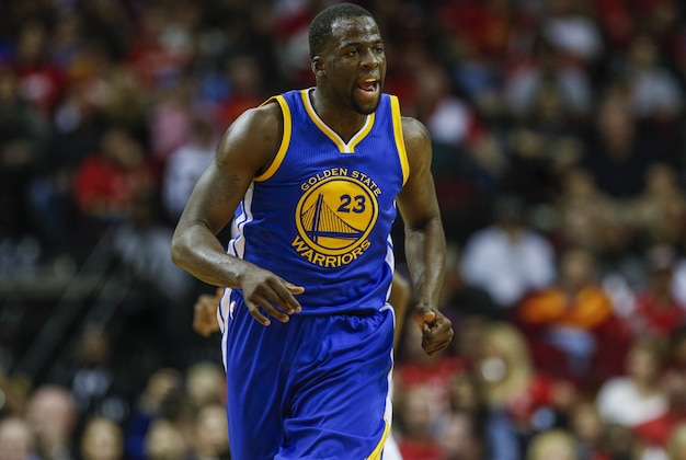 Nov 8, 2014; Houston, TX, USA; Golden State Warriors forward Draymond Green (23) reacts after making a basket during the first quarter against the Houston Rockets at Toyota Center. Mandatory Credit: Troy Taormina-USA TODAY Sports
