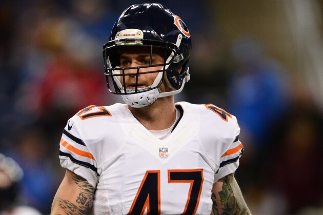 Nov 27, 2014; Detroit, MI, USA; Chicago Bears free safety Chris Conte (47) against the Detroit Lions at Ford Field. Mandatory Credit: Andrew Weber-USA TODAY Sports