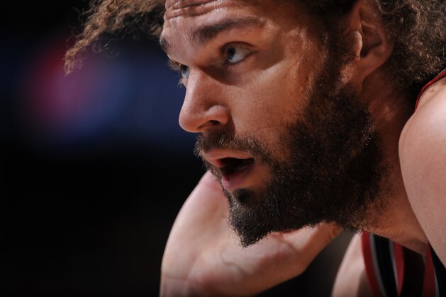 Dec 9, 2014; Auburn Hills, MI, USA; Portland Trail Blazers forward LaMarcus Aldridge (12) guard Damian Lillard (0) and center Robin Lopez (42) during the fourth quarter against the Detroit Pistons at The Palace of Auburn Hills. Portland won 98-86. Mandatory Credit: Tim Fuller-USA TODAY Sports