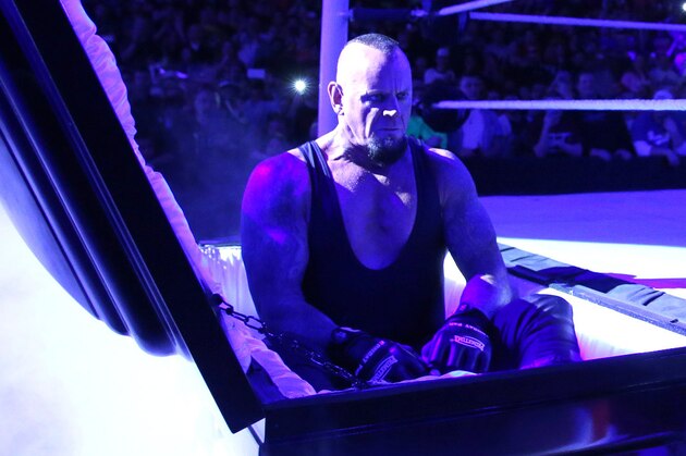 WWE Superstar Undertaker during WrestleMania XXVII at the Georgia Dome in Atlanta, Georgia on Sunday, April 3, 2011. (Paul Abell/AP Images for WWE Corp.)