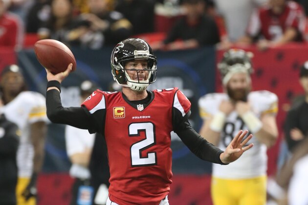 Matt Ryan #2 of the Atlanta Falcons in action during a game against the Pittsburgh Steelers at the Georgia Dome in Atlanta, Sunday, December 14, 2014. (Marc Serota/AP Images for Panini)