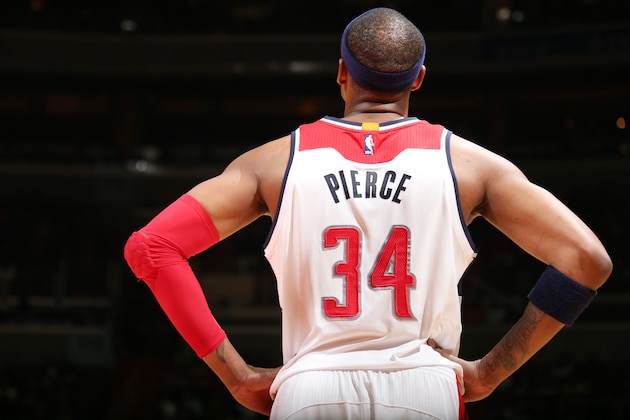 WASHINGTON. DC -  NOVEMBER 15: Paul Pierce #34 of the Washington Wizards during the game on November 15, 2014 at Verizon Center in Washington, DC. NOTE TO USER: User expressly acknowledges and agrees that, by downloading and or using this Photograph, user is consenting to the terms and conditions of the Getty Images License Agreement. Mandatory Copyright Notice: Copyright 2014 NBAE (Photo by Ned Dishman/NBAE via Getty Images)
