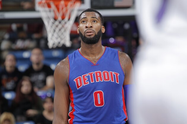 SACRAMENTO, CA - DECEMBER 13: Andre Drummond #0 of the Detroit Pistons looks on during the game against the Sacramento Kings on December 13, 2014 at Sleep Train Arena in Sacramento, California. NOTE TO USER: User expressly acknowledges and agrees that, by downloading and or using this photograph, User is consenting to the terms and conditions of the Getty Images Agreement. Mandatory Copyright Notice: Copyright 2014 NBAE (Photo by Rocky Widner/NBAE via Getty Images)