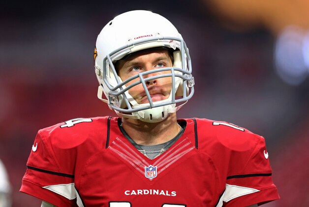 Dec 7, 2014; Glendale, AZ, USA; Arizona Cardinals quarterback Ryan Lindley (14) against the Kansas City Chiefs at University of Phoenix Stadium. The Cardinals defeated the Chiefs 17-14. Mandatory Credit: Mark J. Rebilas-USA TODAY Sports