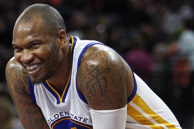 Nov 30, 2014; Auburn Hills, MI, USA; Golden State Warriors forward Marreese Speights (5) during the second quarter against the Detroit Pistons at The Palace of Auburn Hills. Mandatory Credit: Raj Mehta-USA TODAY Sports