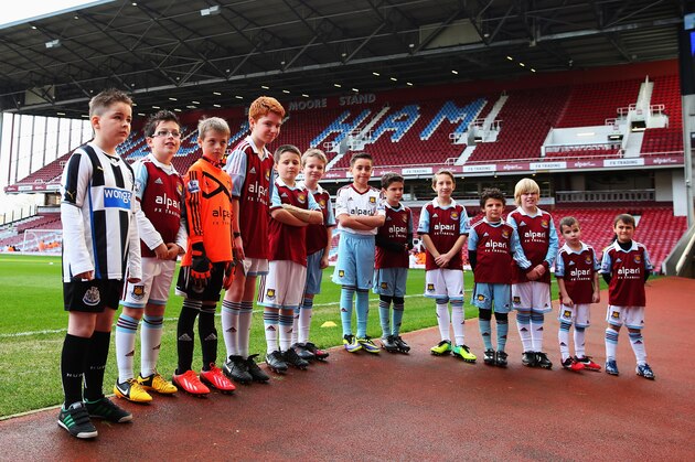 LONDON, ENGLAND - JANUARY 18:  Match mascots are seen before the Barclays Premier League match between West Ham United and Newcastle United at the Boleyn Ground on January 18, 2014 in London, England.  (Photo by Julian Finney/Getty Images)