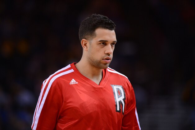 December 3, 2013; Oakland, CA, USA; Toronto Raptors small forward Landry Fields (2) walks to the bench during the third quarter against the Golden State Warriors at Oracle Arena. The Warriors defeated the Raptors 112-103. Mandatory Credit: Kyle Terada-USA TODAY Sports