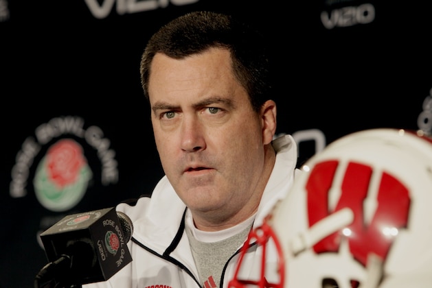 FILE - This Dec. 28, 2010 file photo shows Wisconsin offensive coordinator Paul Chryst speaking at a news conference for the Rose Bowl, where Wisconsin will face TSU, in Los Angeles. A person with knowledge of the decision says Pittsburgh has hired Chryst as its head football coach. The person spoke on condition of anonymity because an official announcement has not yet been made.  (AP Photo/Nick Ut, File)
