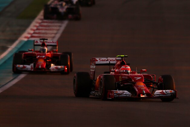 ABU DHABI, UNITED ARAB EMIRATES - NOVEMBER 23:  Kimi Raikkonen of Finland and Ferrari drives during the Abu Dhabi Formula One Grand Prix at Yas Marina Circuit on November 23, 2014 in Abu Dhabi, United Arab Emirates.  (Photo by Dan Istitene/Getty Images)