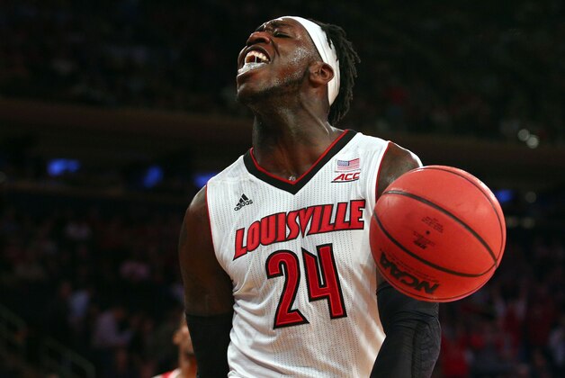 Dec 9, 2014; New  York, NY, USA; Louisville Cardinals forward Montrezl Harrell (24) reacts after a dunk against the Indiana Hoosiers during the first half at Madison Square Garden. Mandatory Credit: Brad Penner-USA TODAY Sports