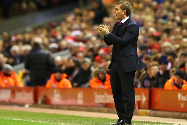 LIVERPOOL, ENGLAND - DECEMBER 21:  Brendan Rodgers, manager of Liverpool applauds during the Barclays Premier League match between Liverpool and Arsenal at Anfield on December 21, 2014 in Liverpool, England.  (Photo by Alex Livesey/Getty Images)