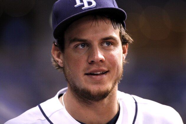 ST. PETERSBURG, FL - MAY 7:  Wil Myers #9 of the Tampa Bay Rays looks on from the dugout after scoring on teammate Ryan Hanigan's single during the ninth inning of a game against the Baltimore Orioles on May 7, 2014 at Tropicana Field in St. Petersburg, Florida.  (Photo by Brian Blanco/Getty Images)