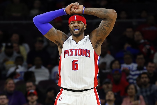 FILE - In this Dec. 17, 2014 file photo, Detroit Pistons forward Josh Smith reacts to a call during the first half of an NBA basketball game against the Dallas Mavericks in Auburn Hills, Mich. The Detroit Pistons announced Monday, Dec. 22, 2014 the club has requested waivers on Josh Smith. (AP Photo/Paul Sancya, file)