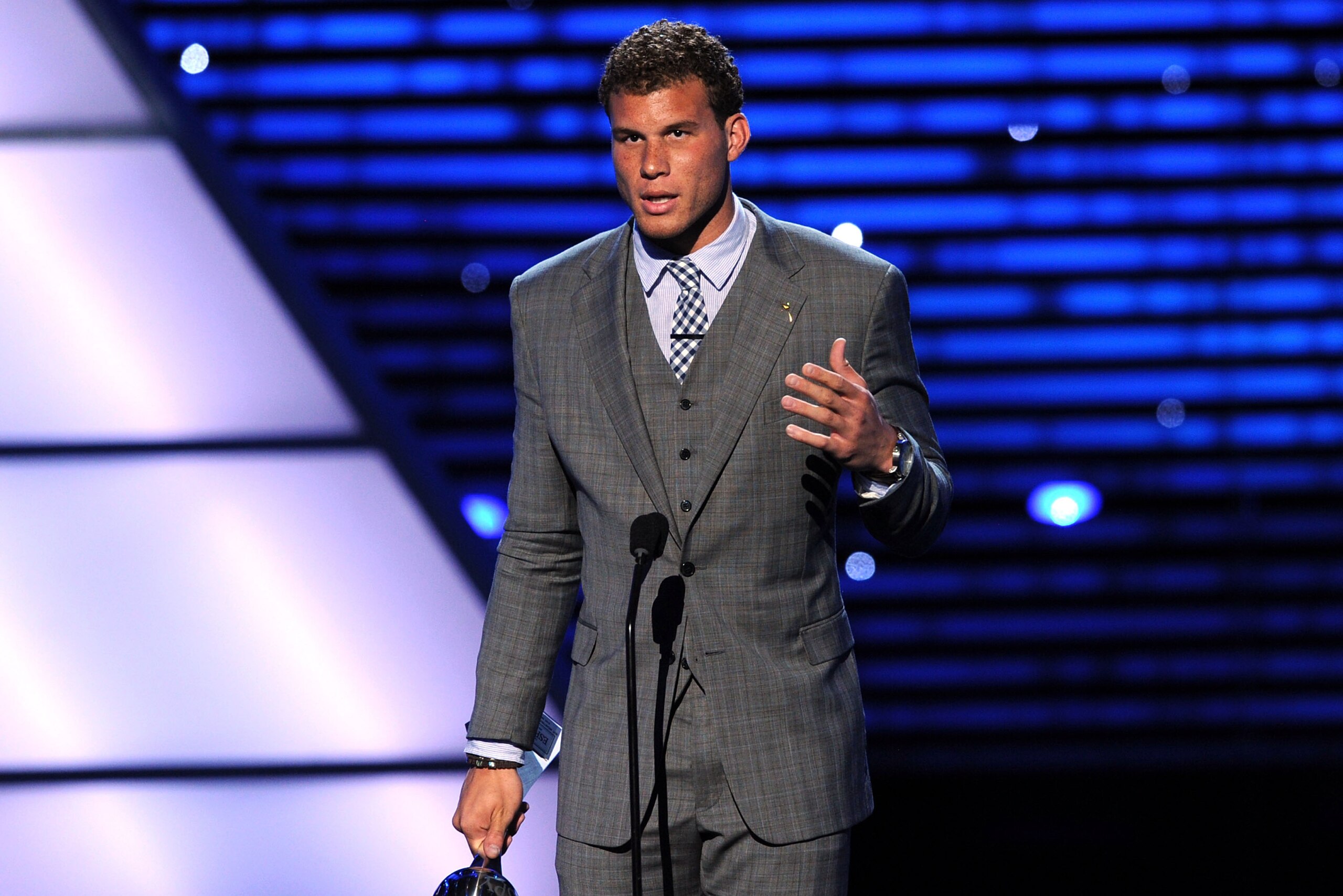 LOS ANGELES, CA - JULY 13:  NBA player Blake Griffin accepts the ESPY for Best Breakthrough Athlete at The 2011 ESPY Awards at Nokia Theatre L.A. Live on July 13, 2011 in Los Angeles, California.  (Photo by Kevin Winter/Getty Images)
