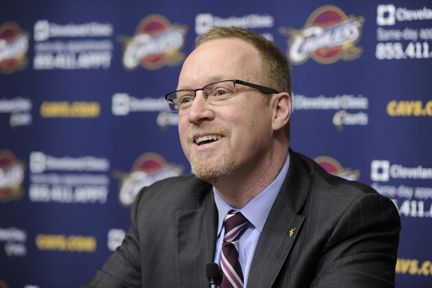 INDEPENDENCE, OH - MAY 13:  David Griffin is named General Manager of the Cleveland Cavaliers at a press conference at The Cleveland Clinic Courts on May 13, 2014 in Independence, Ohio. NOTE TO USER: User expressly acknowledges and agrees that, by downloading and/or using this Photograph, user is consenting to the terms and conditions of the Getty Images License Agreement. Mandatory Copyright Notice: Copyright 2014 NBAE (Photo by David Liam Kyle/NBAE via Getty Images)