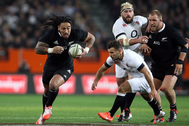 DUNEDIN, NEW ZEALAND - JUNE 14: Ma'a Nonu of New Zealand makes a break during the International Test Match between the New Zealand All Blacks and England at Forsyth Barr Stadium on June 14, 2014 in Dunedin, New Zealand.  (Photo by Rob Jefferies/Getty Images)