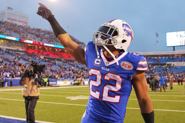 ORCHARD PARK, NY - DECEMBER 14:   Fred Jackson #22 of the Buffalo Bills celebrates after beating the Green Bay Packers at Ralph Wilson Stadium on December 14, 2014 in Orchard Park, New York.  (Photo by Brett Carlsen/Getty Images)