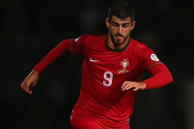 BELFAST, NORTHERN IRELAND - SEPTEMBER 06:  Nelson Oliveira of Portugal in action during the FIFA 2014 World Cup Qualifying Group F match between Northern Ireland and Portugal at Windsor Park on September 6, 2013 in Belfast, Northern Ireland.  (Photo by Bryn Lennon/Getty Images)