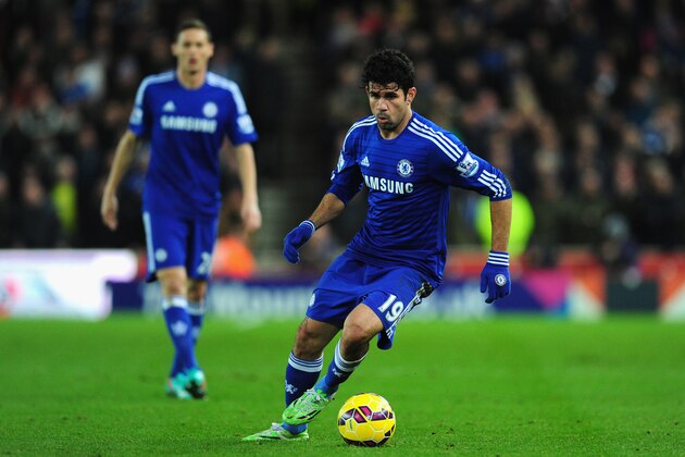 STOKE ON TRENT, ENGLAND - DECEMBER 22:  Chelsea player Diego Costa in action during the Barclays Premier League match between Stoke City and Chelsea at Britannia Stadium on December 22, 2014 in Stoke on Trent, England.  (Photo by Stu Forster/Getty Images)