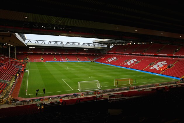 LIVERPOOL, ENGLAND - NOVEMBER 08:  A general view of Anfield taken from the Kop is seen prior to the Barclays Premier League match between Liverpool and Chelsea at Anfield on November 8, 2014 in Liverpool, England.  (Photo by Alex Livesey/Getty Images)