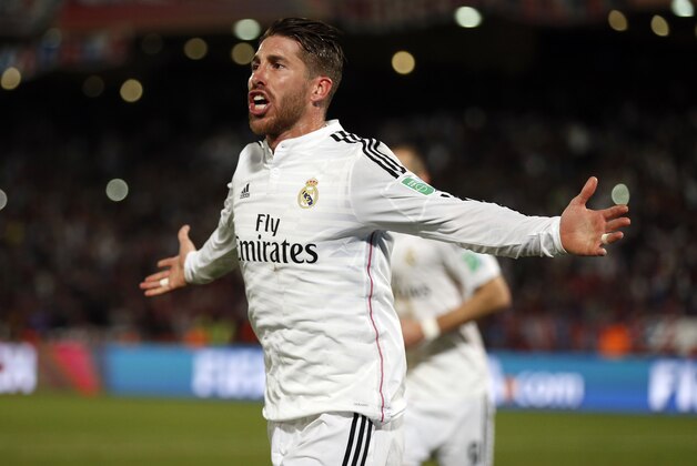 MARRAKECH, MOROCCO - DECEMBER 20: Sergio Ramos of Real Madrid CF celebrates scoring a goal during the FIFA Club World Cup Final match between Real Madrid CF and San Lorenzo at Le Grand Stade de Marrakech on December 20, 2014 in Marrakech, Morocco.  (Photo by Steve Bardens/Getty Images)