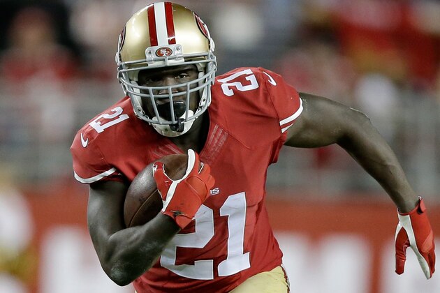 SANTA CLARA, CA - DECEMBER 20:  Running back Frank Gore #21 of the San Francisco 49ers runs the ball in the first half against the San Diego Chargers at Levi's Stadium on December 20, 2014 in Santa Clara, California.  (Photo by Ezra Shaw/Getty Images)