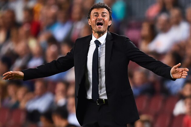 BARCELONA, SPAIN - SEPTEMBER 17:  Head coach Luis Enrique of FC Barcelona reacts during the UEFA Champions League Group F match between FC Barcelona and APOEL FC at the Camp Nou Stadium on September 17, 2014 in Barcelona, Spain.  (Photo by David Ramos/Getty Images)