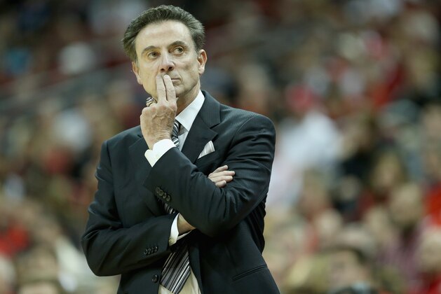 LOUISVILLE, KY - DECEMBER 02:  Rick Pitino the head coach of the Louisville Cardinals watches the action during the game against the Ohio State Buckeyes at KFC YUM! Center on December 2, 2014 in Louisville, Kentucky.  (Photo by Andy Lyons/Getty Images)