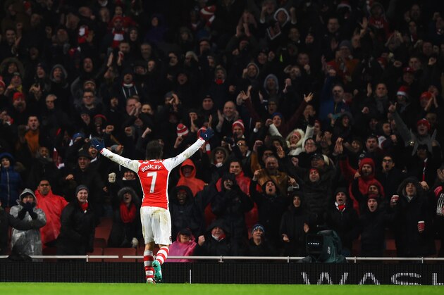 LONDON, ENGLAND - DECEMBER 26:  Tomas Rosicky of Arsenal celebrates scoring his team's second goal during the Barclays Premier League match between Arsenal and Queens Park Rangers at Emirates Stadium on December 26, 2014 in London, England.  (Photo by Shaun Botterill/Getty Images)
