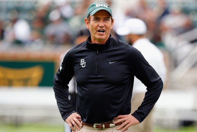WACO, TX - OCTOBER 11:  Head coach Art Briles of the Baylor Bears looks on as the Bears prepare to take on the TCU Horned Frogs at McLane Stadium on October 11, 2014 in Waco, Texas.  (Photo by Tom Pennington/Getty Images)