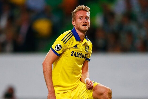 LISBON, PORTUGAL - SEPTEMBER 30:  Andre Schuerrle of Chelsea reacts after a missed chance during the UEFA Champions League Group G match between Sporting Clube de Portugal and Chelsea FC at Estadio Jose Alvalade on September 30, 2014 in Lisbon, Portugal.  (Photo by Julian Finney/Getty Images)