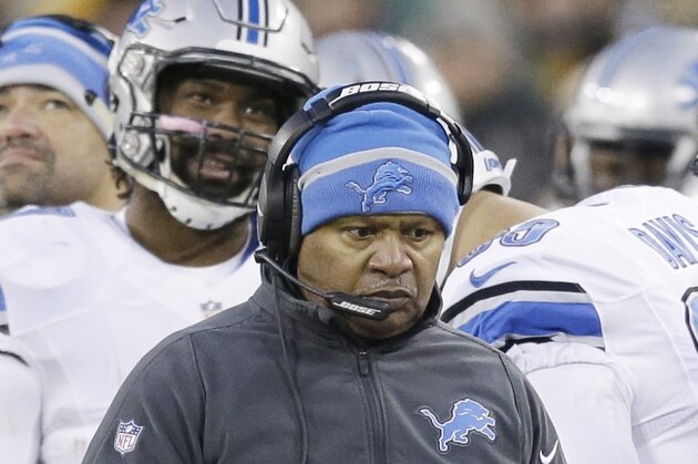 Detroit Lions head coach Jim Caldwell during the first half of an NFL football game against the Green Bay Packers Sunday, Dec. 28, 2014, in Green Bay, Wis. (AP Photo/Tom Lynn)