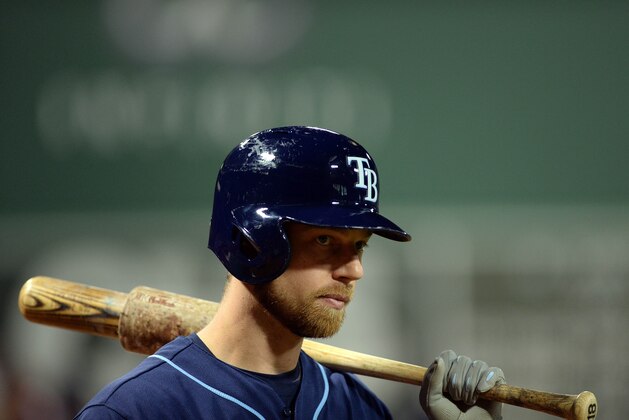 BOSTON, MA - SEPTEMBER 24: Ben Zobrist #18 of the Tampa Bay Rays prepares to bat in the first inning against the Boston Red Sox at Fenway Park on September 24, 2014 in Boston, Massachusetts. The Red Sox won the game 11-3. (Photo by Darren McCollester/Getty Images)